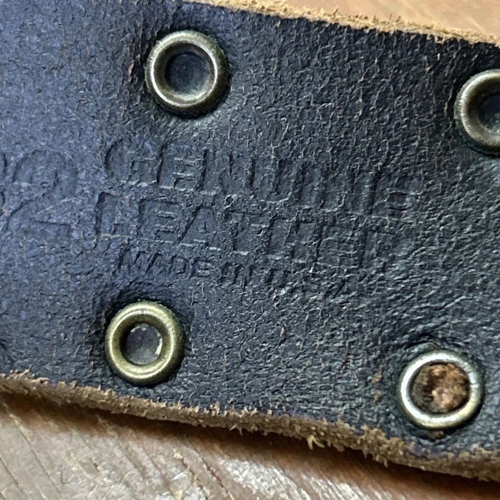 Vintage Harley Davidson Leather Belt Brass Buckle Rivets Made USA Sz 32